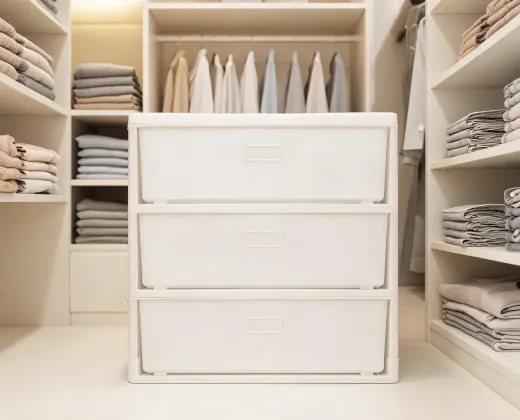 Three drawer wide storage tower
