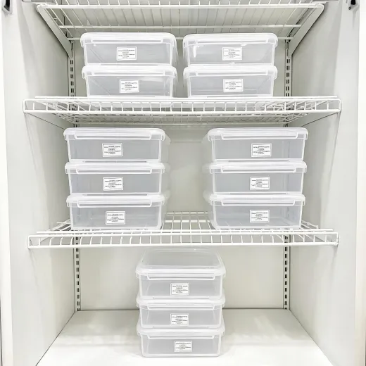 Stackable clear storage bins